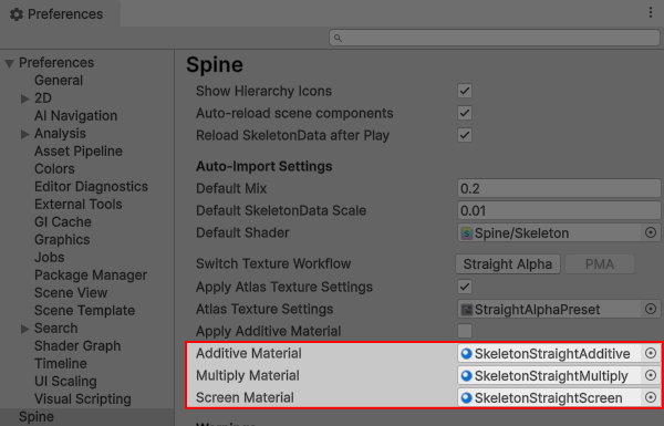 Spine Preferences - Blend Mode Materials